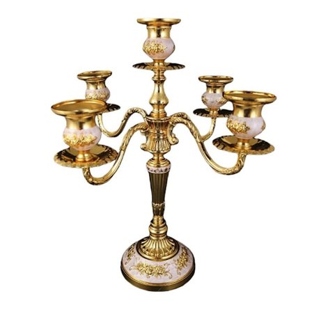 INF Europeisk Ljusstake med 5 Armar - Vintage Zinklegering Ljusstake för Romantisk Inredning