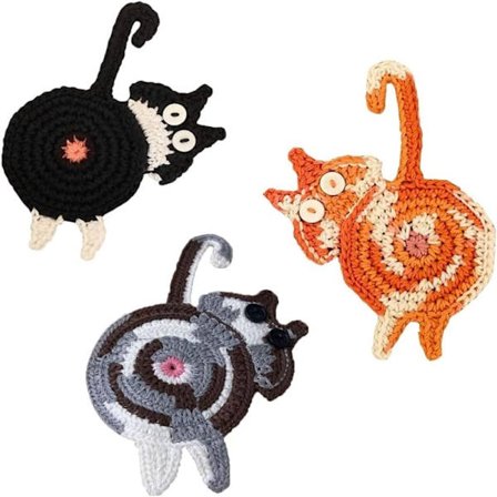3 kpl Woven Cat Set Käsintehty neulottu Kitten Coaster SET