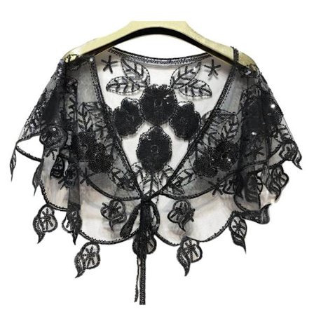 Kvinnors Sjal Aftonbal Cape SVART