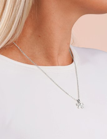 SNÖ of Sweden Eira Bow Pendant Neck 45 S/Clear - 45 Cm - Silver - 45 CM