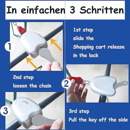 4 stk. indkøbsvogn mønt universel indkøbsvogn token nøgleformet token rustfrit stål indkøbsvogn token aftagelig indkøbsvogn nøglering til