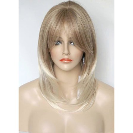 Mellanlång blandad bob-peruk