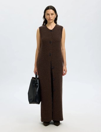 Selected Slflelou Sl Knit Cardigan Dress - Brown - XS