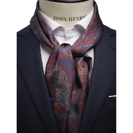 John Henric Silk Scarf Paisley Kostymtillbehör Herr Röd ONESIZE