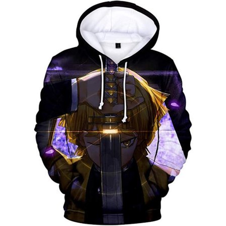 Cosplay Demon Slayer Anime -huppari – Halloween Unisex Aikuinen Manga Hahmo Merch -collegepaita kengurutaskuilla 3X-Large