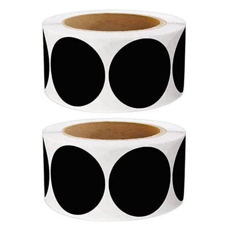 Skrivbar svart rund självhäftande etikett för inventering och organisation - Förpackning med 120 enheter