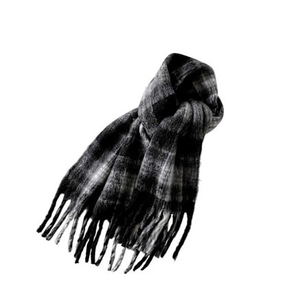 Mote Unisex Rutete Langt Skjerf Varmt Mykt Sjal Wrap For Utendørsaktiviteter Allsidig Nakkeskjerf med Dusker karamell