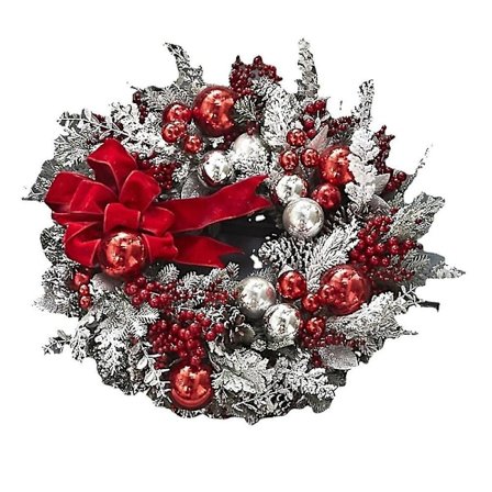 Langaton punavalkoinen joulukoriste joulukranssi etuoven seinälle ripustettava jouluköynnös