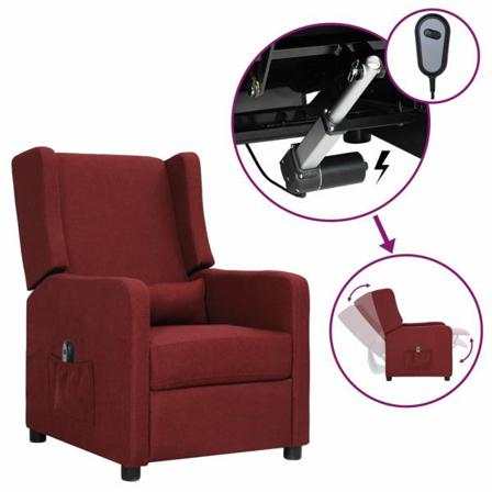 Vidaxl Elektrisk Reclinerfåtölj Vinröd Tyg