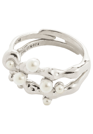 Pilgrim Hadley Rings, 2-In-1 Set, Silver-Plated Smycken & klockor Dam Silver ONESIZE