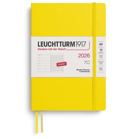 Planner Weekly Planner & Notebook 2026 A5 Soft Cover Lemon