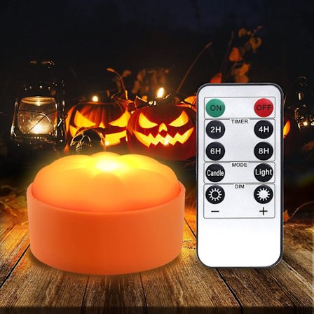 Halloween græskarlys med fjernbetjening/timer, batteridrevet dæmpning
