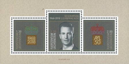 Liechtenstein - Prins Alois 50 år - Postfrisk miniark