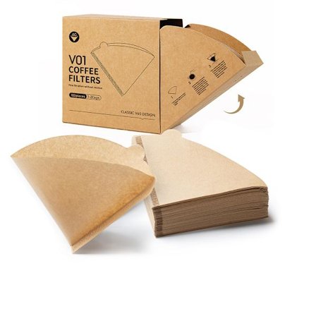 V60 Kaffefilter Naturliga Oblekta | Konformade Pappersfilter för Häll-över & Droppkaffebryggare | 1-2 Koppar (100st)