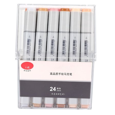 Dubbelhuvud hudfärger transparent set målarpensel verktyg konstmaterialEn generation 24 färger