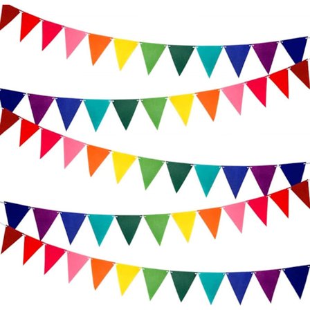 5 Farverige Flag - Udendørs Flag, Festflag til Bryllup, Fødselsdag