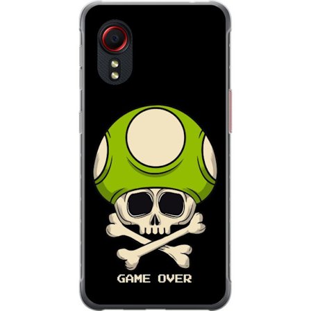Yhteensopiva Puhelinkuori Samsung Samsung Galaxy Xcover 5 Pelimotiivi, jossa on kuolonsyöjä ja vihreä sieni retro pelityylillä ja tekstillä game