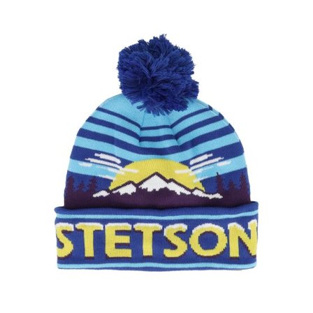 Stetson - Blå pom Beanie - Beanie Freestyle Blue Shades Pom @ Hatstore