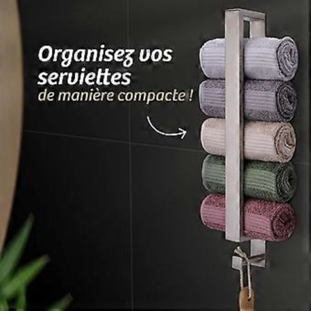 Badrumshanddukshängare utan borrning - 40cm (Silver)