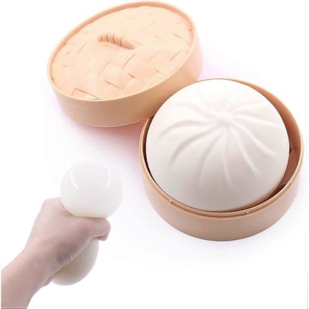 Squishy Dumpling Stressboll Leksak, TPR-Tillverkad Fingertoppsleksak med Mjöldeg Inuti för Stress, ADHD, Squishy Bollar Leksak