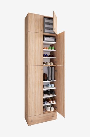 VCM - Vcm Skoskap Lona Xxl 9-delt hengslede dører - Med feste og skuff - Beige - Skoskap - Fra Homeroom