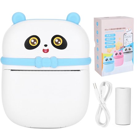 Mini Memo -tulostin lämpöpaperilla valokuvien tulostamiseen, väärät kysymykset, koulutarvikkeet, sininen