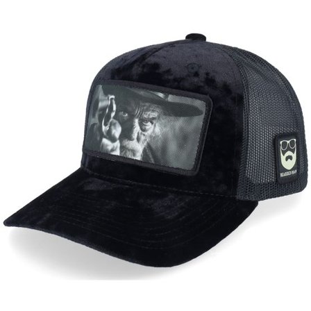 Bearded Man - Svart trucker Keps - Outlaw With Revolver Velvet Black A-Frame Trucker @ Hatstore