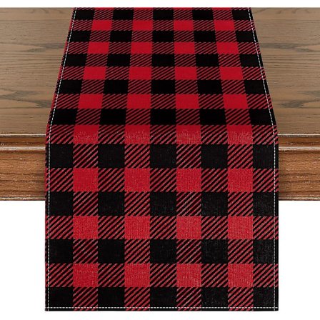 Marokko-tyylinen pellavainen punavihreä ruudullinen pöytäliina kestävä juhlakoristeellinen pöytäliina Claasic-ruutulauta kansi musta ja punainen