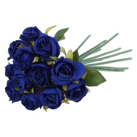 12 huvuden simulering konstgjord ros blomma siden bukett Bröllopsfest Heminredning Deep violet