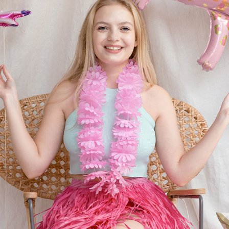 Havaijilainen Kukkakaulakoru Vaaleanroosa 120 cm