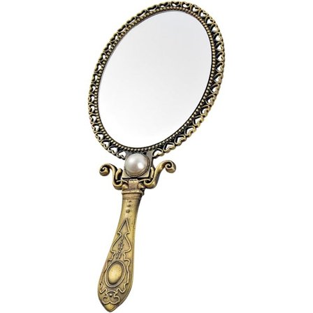 Vintage Oval Lommespeil Sminke Speil Folding Håndtak