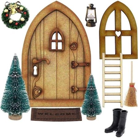 Julenissens dør julesett, Nisse dør, Alvedør med tilbehør, Hus KLB{EE} - Se figur 2 for spesifikt tilbehør.