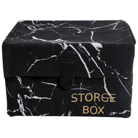 Marmor bærbar oppbevaringsboks Støvtett oppbevaringsboks Organizer med holder Hjem Baderomsartikler-Svart