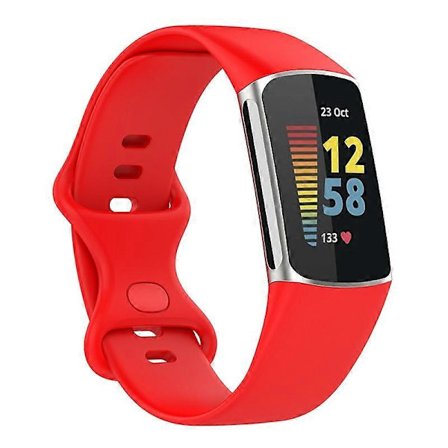 Myk Silikon Klokkereim Solid Farge Justerbar Armbåndsrem Erstatning for Fitbit Charge 6 5 (FMY)
