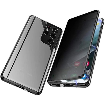 Privatliv Magnetisk Metal Bumper Anti-kig Gennemsigtigt Cover Kompatibelt med Samsung Galaxy S22 S22+ S22 Ultra