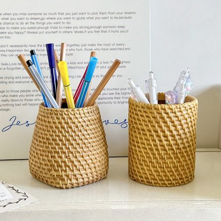 2-pack rotting pennställ, handgjord korg pennkopp sminkborsthållare, pennförvaring