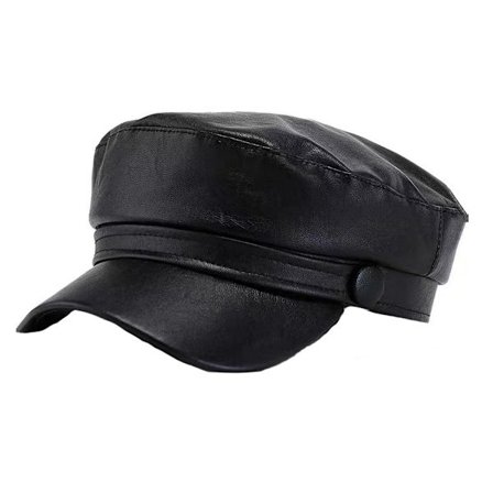 Dames Hat Pu Boy Peak Beret Flad Top Læder Blå Hat Japansk Retro All Match