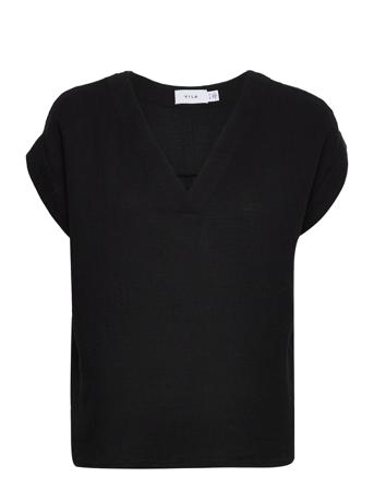 Vilania V-Neck S/S Top Black Vila