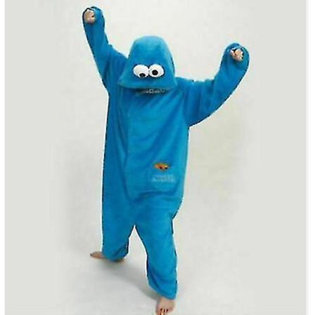 Voksen Blue Sesame Street Cookie Elmo kostume(XL)