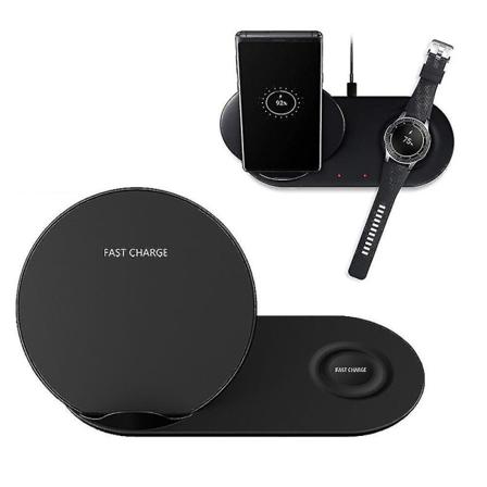 Samsungin nopea Qi-langaton laturialusta Duo Galaxy Note 9 S9 Gear S3 -kellolle [LGL]