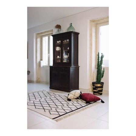 Matta med beige etniska fransar för vardagsrum Bereber CrissCross Lorena Canals - 120x170cm - Beige