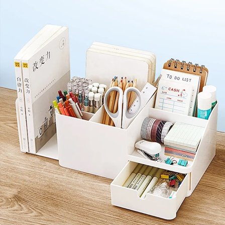 Home 2in1 Pen Holder Desk Organizer Stationery Desk Pencil Holder Book Stand For Pen Organizers Bookend School Pencil Case