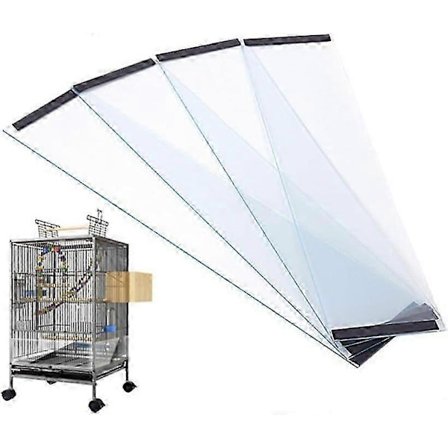 4 stk. Gennemsigtig PVC Fuglebur Afskærmning, Fuglebur Frøfanger, Undulatbur.
