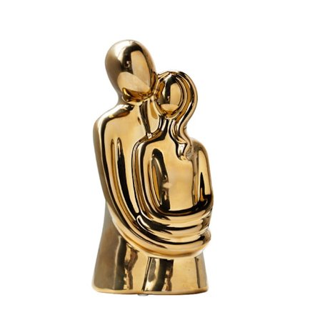 Knusende par skulpturer hjem indretning moderne romantisk kærlighed statue til kontor reol skrivebord dekorationer (hvid og guld)