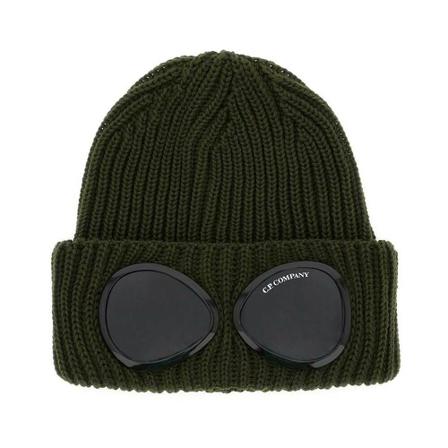 C.p. Company, goggle beanie Groen, Heren, Maat:ONE Size,wol