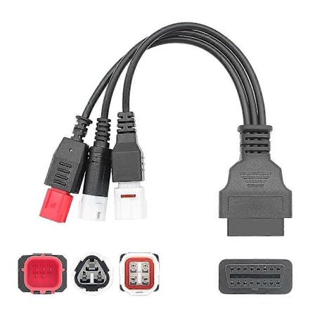 (Ny) För Honda / Yamaha 3 i 1 OBDII Hona till 3 Pin+4 Pin+6 Pin Motorcykelkontaktkabel (Röd)