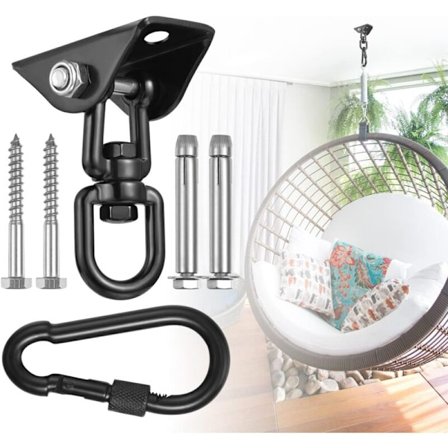 Krog til loft, kraftig rustfrit stål, 450 kg, 360° rotationskapacitet, Balacas Balacas ophæng med fastgørelsesskrue til hængestol, gynge, 