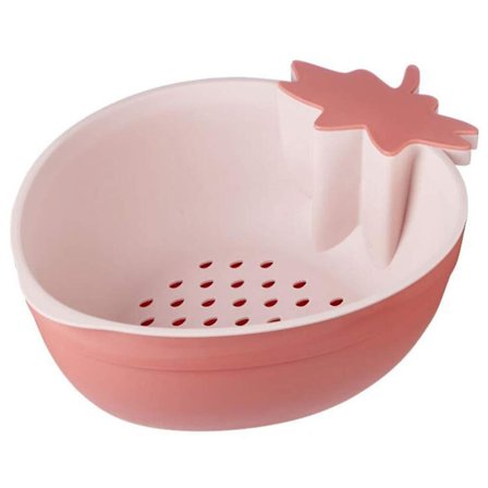 2023 - Jordbær Dobbeltlags Søt Dreneringskurv, Husholdningsartikler Fruktfat Vask LSX