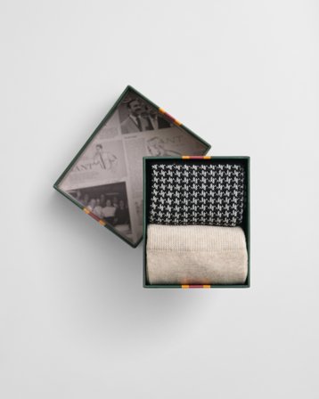 GANT Herren 2er-Pack Houndstooth Socken mit Muster in Geschenkbox (43-45) Schwarz