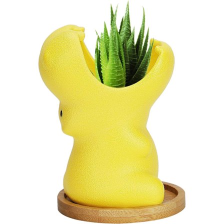 9,5 cm gula keramiska blomkrukor, suckulenta blomkrukor, mini flodhästkruka, keramiska krukor dekoration för bonsai suckulentväxter Aloe